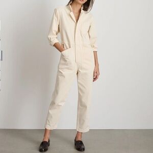 Alex Mill Standard Zip Jumpsuit in Herringbone, Ecru color size M